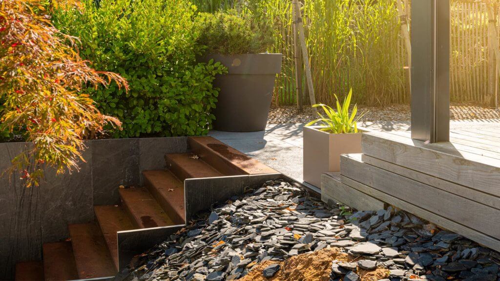 vauthelin paysages escalier acier corten jardin brest